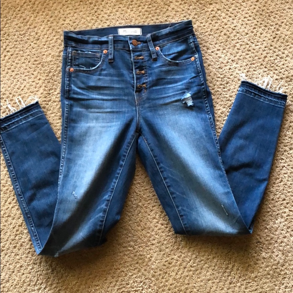 Madewell 10” skinny raw hem button jeans